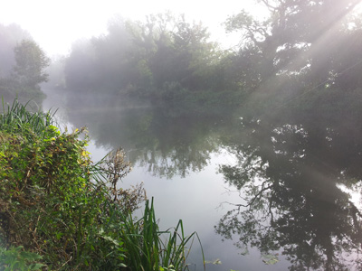 The water swirling in mist with the rays of the sun starting to cut through it – it looks stunning.