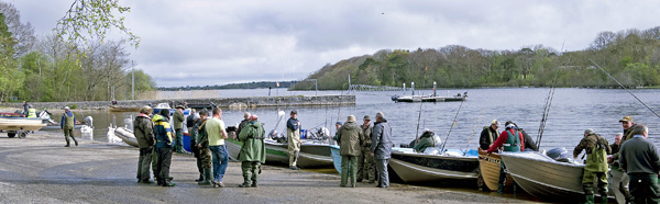 Festival boats preparing for launching at Coosan Point, Lough Ree.