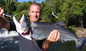 Extreme fish handling by Robson Green – I guess we should be grateful he didn’t shoot it with a bow and arrow!