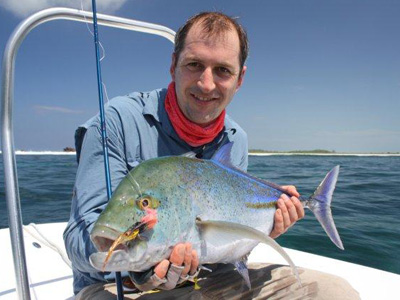 Angling Trust boss Mark Lloyd lucked out on the GTs but had some great sport with Bluefin Trevally and more than his share of bonefish.