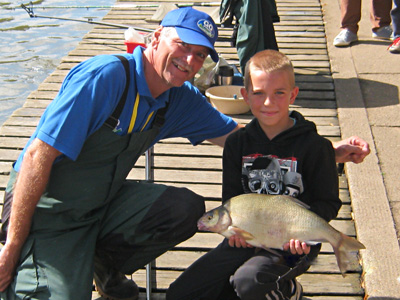 Coaching sessions at Evesham produced a few fish for happy young anglers at this year's NFM