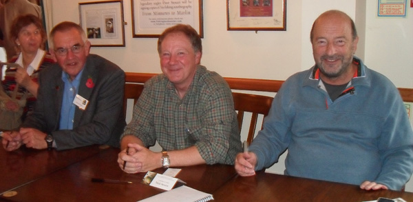John McAngus (L), Mick Stevens and Bob James at the book launch