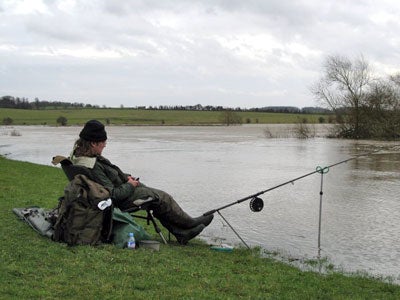 Mick Beecroft fishing  the tail of the mill pool