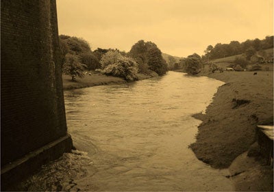 The Calder between the Railway Viaduct and Whalley Road Bridge