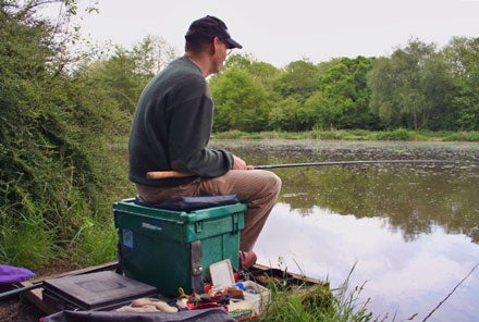Mark fishing the waggler with rod and reel